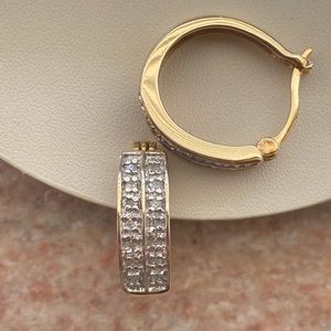 Gold Plated Sterling Silver Diamond Accent Hoop Earrings